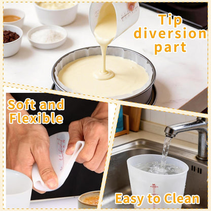 Food-Grade Silicone Cups for Melting Chocolate, 3Pcs BPA Free Silicone Measuring Cups with 1/2Cup/1Cup/2Cup Capacity, Reusable Baking Supplies for DIY Chocolate Molds8