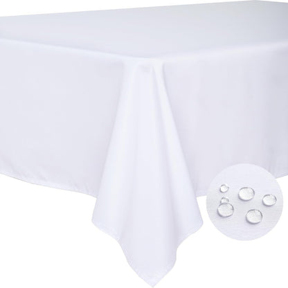 Table Cloth White 60X84 Inch Tablecloth for 6 Foot Rectangle Tables Outdoor Washable Wrinkle Free and Spillproof Polyester Tablecloth for Festival Camping Picnic Party Cover1