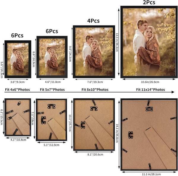 Multi Pack Set of Black Mixed Size Collage Wall Picture Frames2