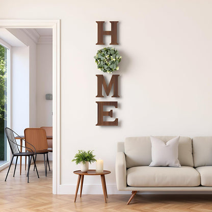 Home Sign Wall Decor, Farmhouse Wood Letters Eucalyptus for O, Brown | Rustic Wood Artificial Eucalyptus, Hanging Home Sign Wall Art, Housewarming Gift, Kitchen Living Room Entryway Apartment7