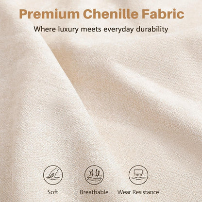 85'' Chenille Couch for Living Room, 3 Seater Comfy Sofa with Wide Armrest, Thick Spring Cushions, Modern Cloud Couch for Apartment, Office, Bedroom, Small Space, Chenille Beige3