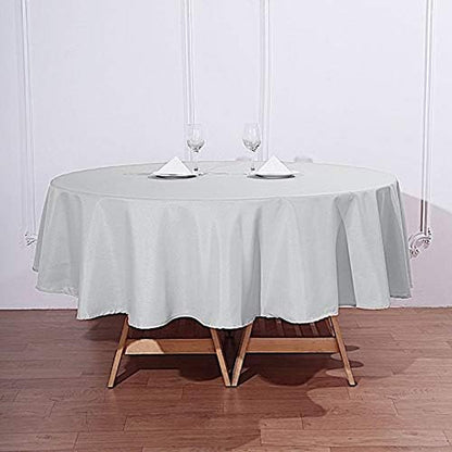 90 Inch Silver round Polyester Tablecloth Fabric Table Cover Linens for Wedding Party Banquet Reception Events Kitchen Dining2