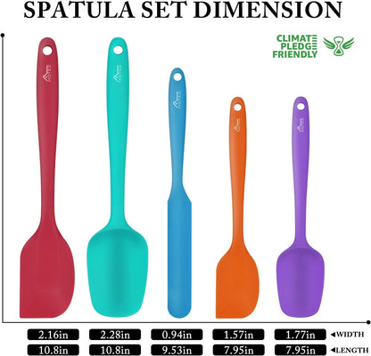 Heat Resistant 600℉ Food Grade Silicone Rubber Spatula Set for Baking, Cooking, and Mixing Non Stick Dishwasher Safe Bpa-Free Multicolor Set of 52