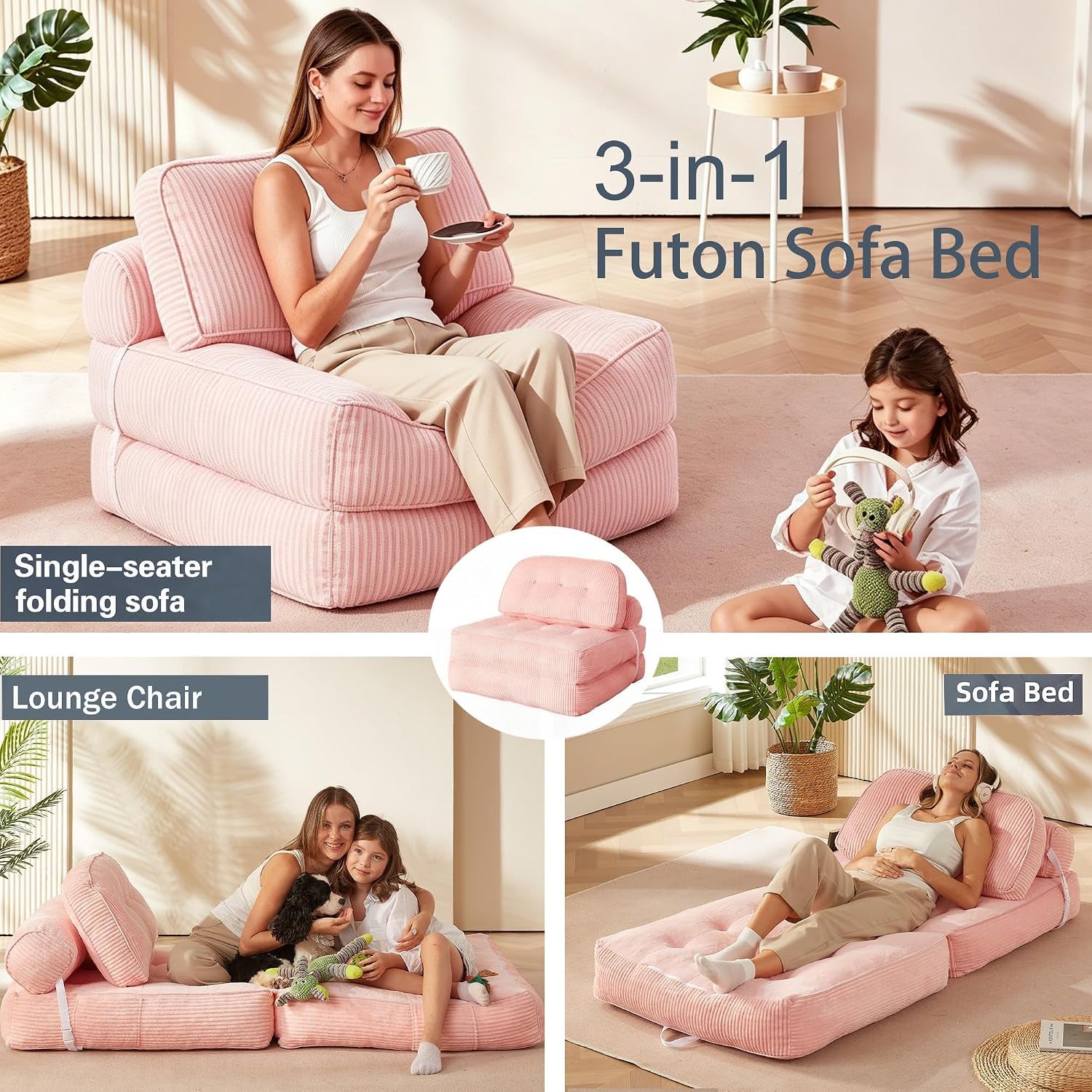 folding-sofa-bed-flannel-futon-couch-bed-with-pillow-and-blanket-convertible-sleeper-chair-for-living-room-bedroom-pink