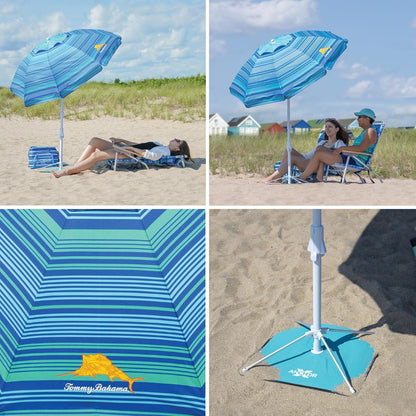 Tommy Bahama ANCHORX Adjustable Beach Umbrella Base System with Sand Anchor and Carrying Bag, SPF 50+ Protection Portable Outdoor Market Umbrella2