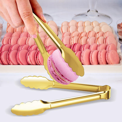 4 Pack Gold Serving Tongs  Buffet Tongs Serving Utensils Salad Tongs Stainless Steel Gold Plated Buffet Serving Tongs,9 Inch7