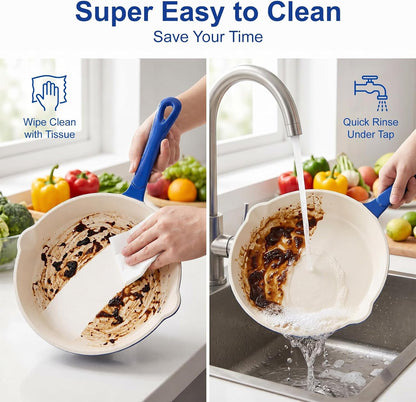 Nonstick Enameled Cast Iron Cookware | 3-Piece Skillet Set (8", 9.5" & 11"), Healthy Non-Toxic, PFOA PFAS PTFE Free, All Stovetops Compatible, Blue7