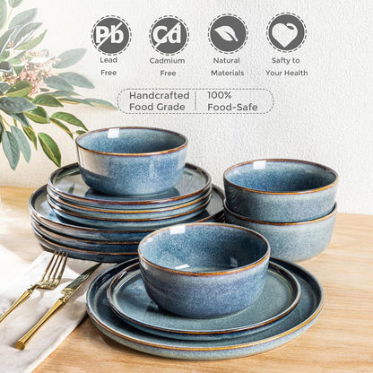 Stoneware Dinnerware Sets for 6, 18 Piece Plates and Bowls Sets6