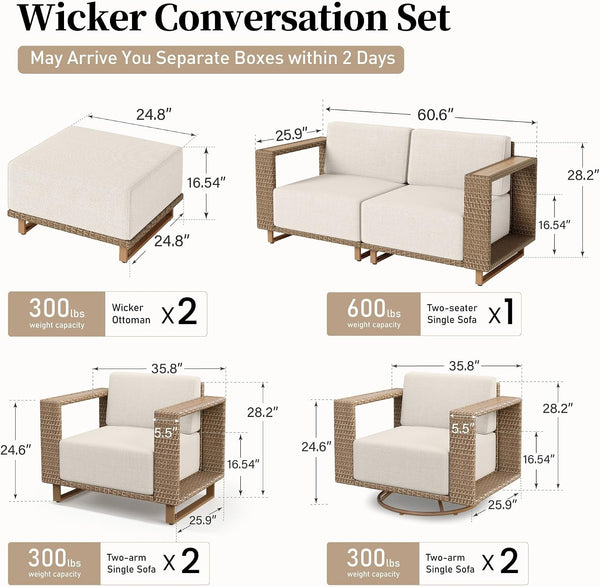 7 Pieces Patio Furniture Set with 10" Thick Cushions5