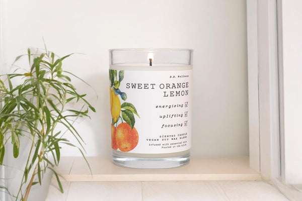 LEOBEN CO – Sweet Orange Lemon Scented Candle – 9Oz, B.B. Wellness Collection Design – 50 Hr Burn Time – Poured in California Using Vegan Soy Wax and Essential Oils – Made in Small Batches2