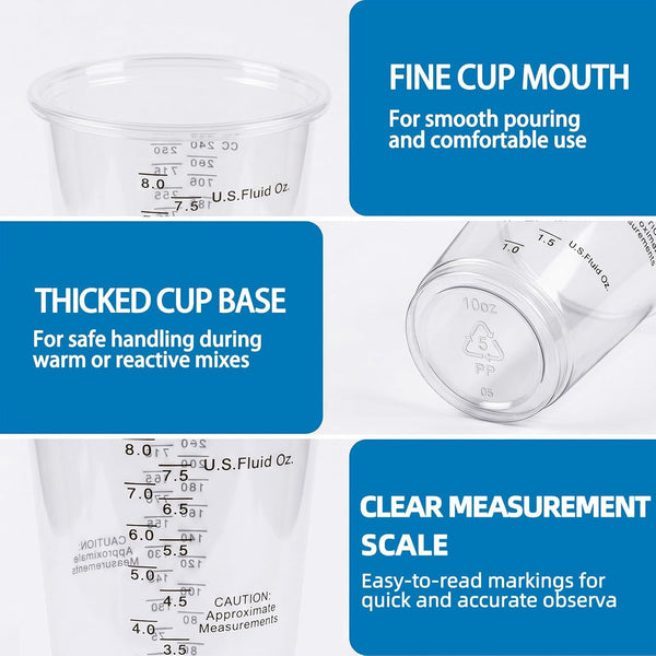 200 PACK Plastic Measuring Cups 8 Oz, Disposable Mixing Cups with 200 Pieces Mixing Sticks, Graduated Liquid Measuring Cups for Epoxy Resin, Paint, Mixing, Art DIY3