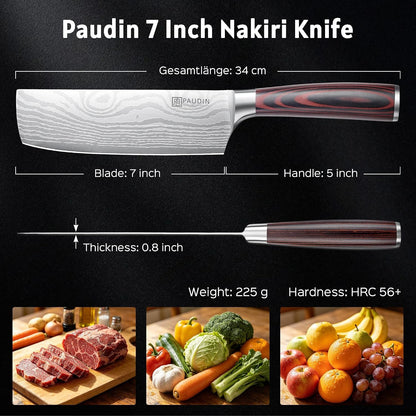 Nakiri Knife - 7" Razor Sharp Meat Cleaver and Vegetable Kitchen Knife, High Carbon Stainless Steel, Multipurpose Asian Chef Knife for Home and Kitchen with Ergonomic Handle2