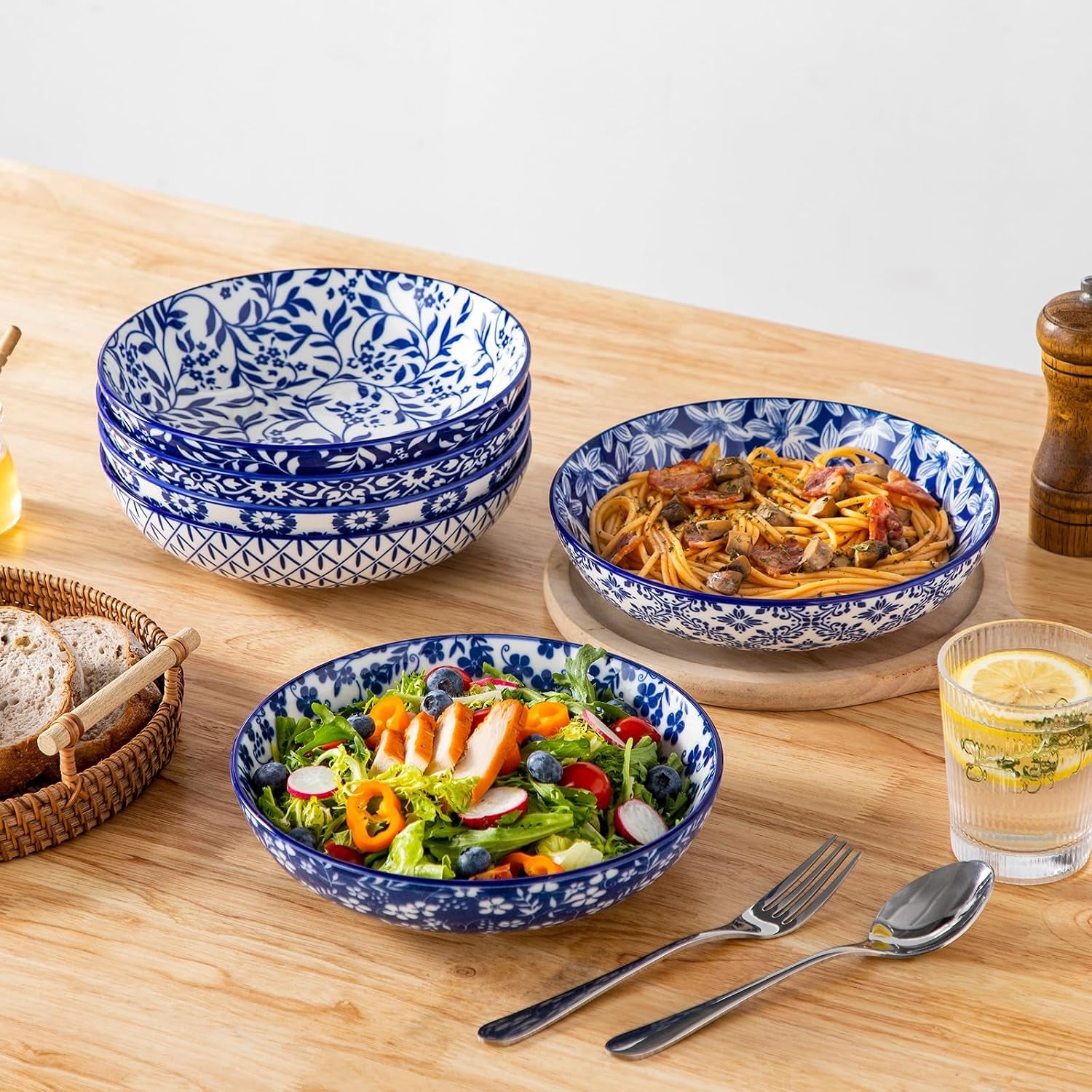selene-8-5-pasta-bowls-set-of-6-40-oz-porcelain-shallow-salad-bowls-serving-bowls-large-kitchen-bowl-plates-pasta-plates-blue-white-floral-design-microwave-safe