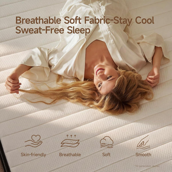 Queen Size Mattresses, Queen Mattress 12 Inch Hybrid Bed, Gel Memory Foam Pocket Coils, Full Zoned Support, Partner Disturbance Reduction, Certipur-Us Certified8
