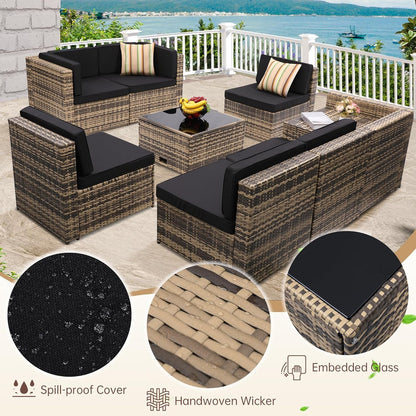8 Piece Patio Furniture Set, Outdoor Modular Conversation Set4