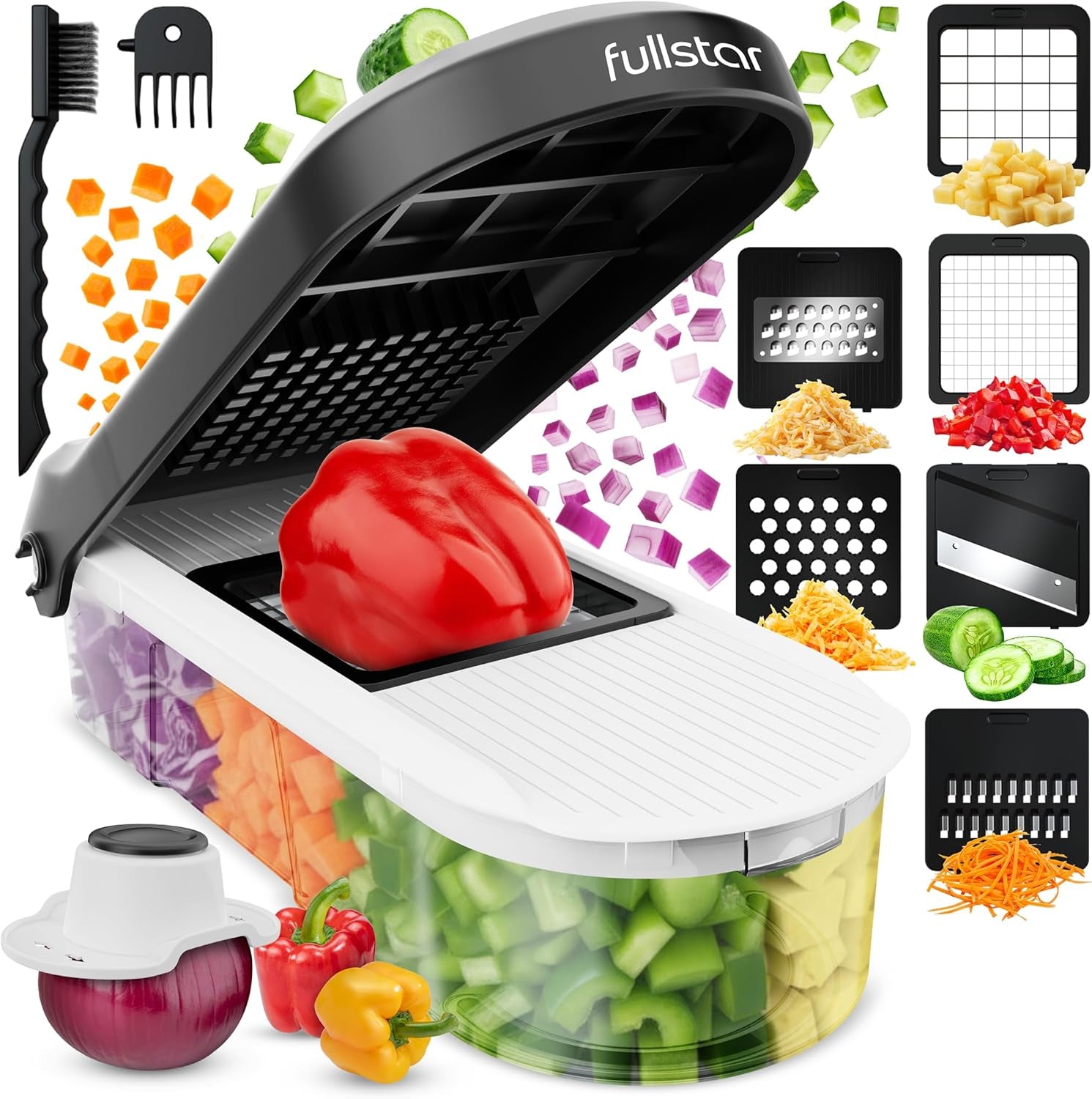pro-core-vegetable-chopper-mandoline-slicer-meal-prep-essential-6-in-1-veggie-slicer-onion-fruit-slicer-with-julienne-grater-dicer-stainless-steel-blades-container-white