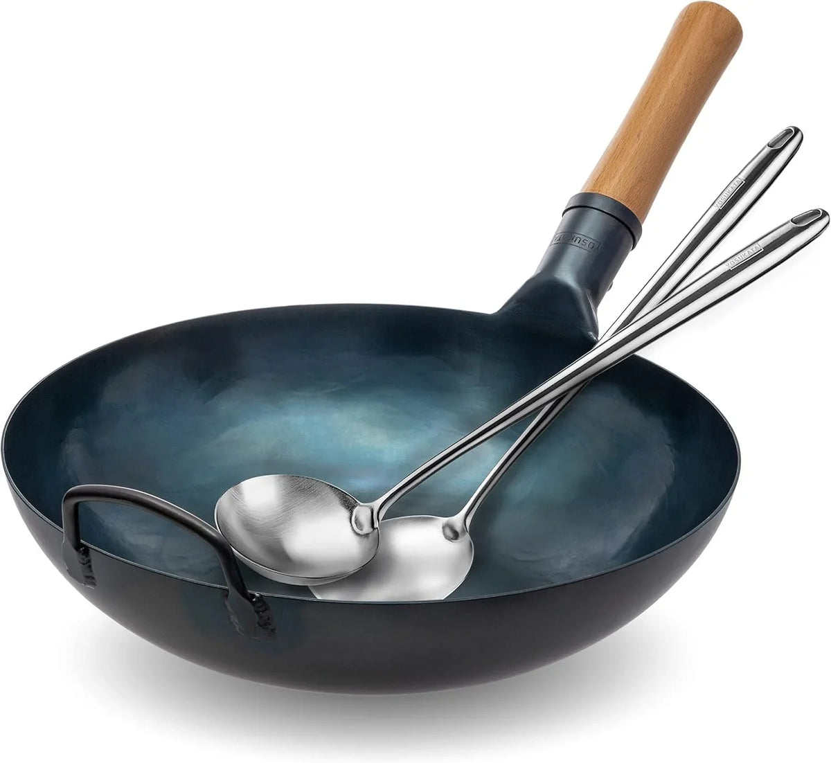 flat-bottom-wok-pan-13-5-blue-carbon-steel-wok-flat-bottom-wok-pan-17-spatula-and-ladle-set-of-2-heat-resistant-tools