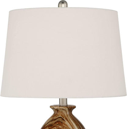 Carlton 28" Tall Table Lamps Set of 2 Brown Faux Marble Modern3