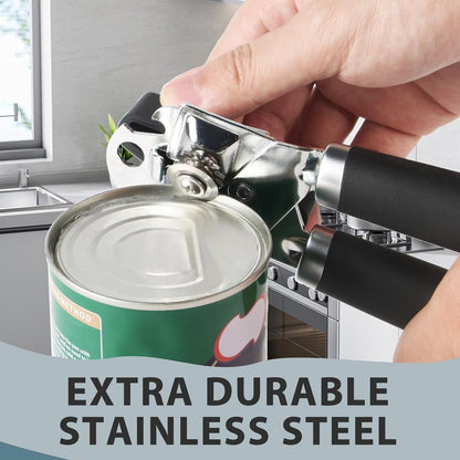 Can Opener Manual, Heavy Duty Handheld Strong Can Opener with Soft Touch Handle, Sharp Blade Smooth Edge, Can Openers with Multifunctional Bottle Opener, Black4