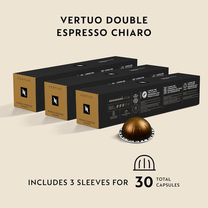 Nespresso Vertuo, Double Espresso Chiaro, 30-Count Espresso Coffee Pods | Capsules Medium Roast Pack of 1 Brews 2.7Oz4