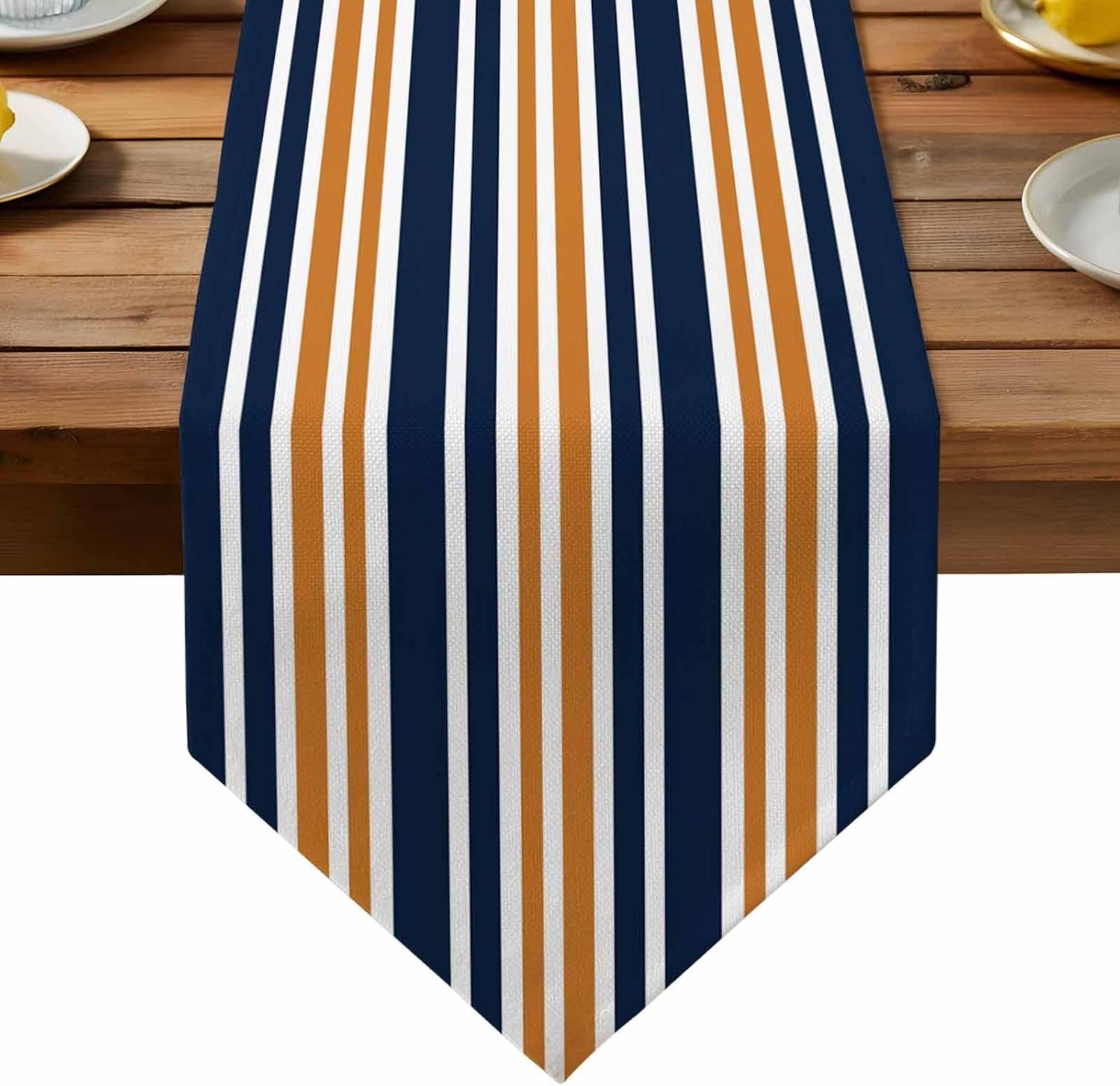 orange-navy-blue-striped-table-runner-linen-burlap-table-runner-72-inches-long-gradient-horizontal-lines-dresser-scarves-for-kitchen-island-coffee-dining-room-party-wedding-holiday-decor-13x72