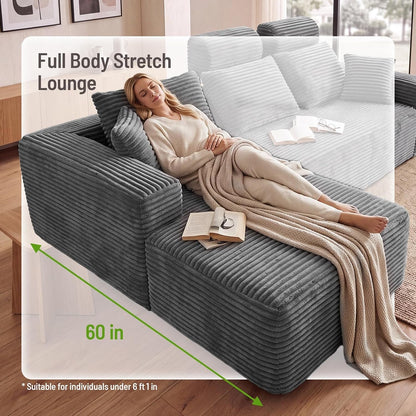 96" L-Shaped Boneless Couch, Sectional Sofa with 2 Removable Back Supports6