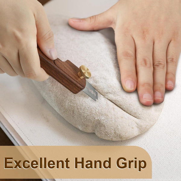 Magnetic Wooden Bread Lame Dough Scoring Tool,Hand Crafted Sourdough Lame Scoring Tool,Bread Scorer Tool for Homemade Bread Baking,Dough Scoring Bread Knife with 5 Razor Blades5