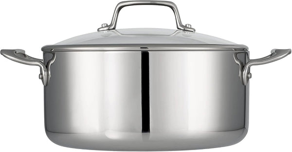 Boston Tri-Ply Clad Stainless Steel 5-Quart Dutch Oven Pot | with Glass Lid, Induction-Ready, Dishwasher-Safe, Nsf-Certified2