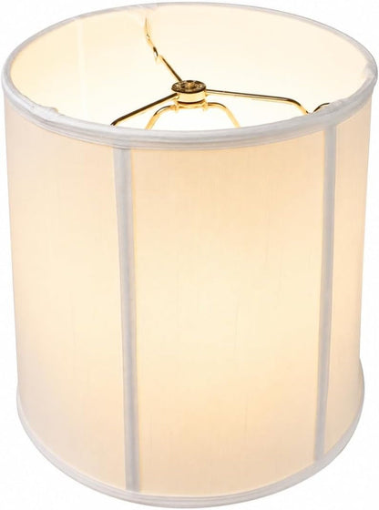 14"X16"X17” Prestige Tall Drum Lampshade with Brass Spider Fitter - Perfect for Desk and Tall Table Lamps - Large Cylinder Shade Replacement, White Shantung Fabric4