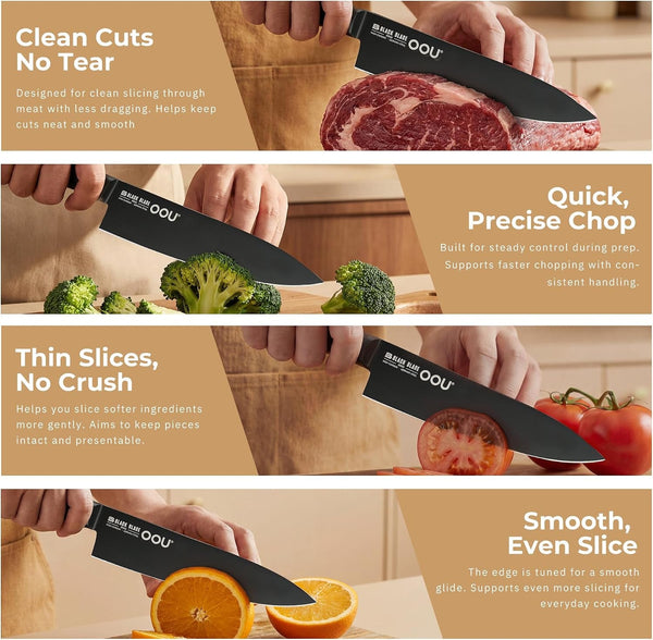 ® Black Blade 8 Inch Chef Knife with Agshield™ & Cerablack™ Technology, Rust-Resistant & Easy-Clean Finish, High Carbon Stainless Steel for Meat & Vegetables5