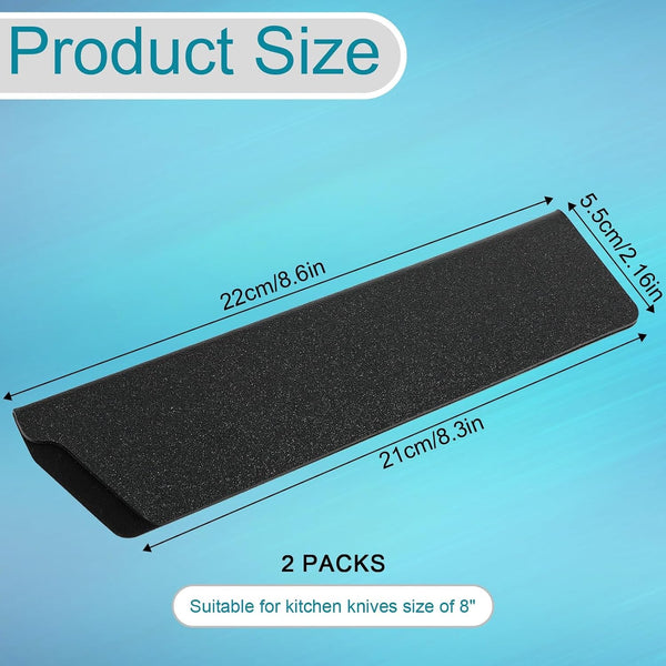 2 Pcs Knife Covers or Sleeves 8" X 2.2" Knife Edge Guard Universal Waterproof Kitchen Knife Sheath, Chef Knife Sheath, Plastic Knife Cover for Kitchen Knives, Black2