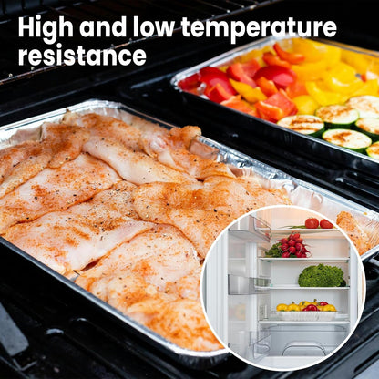 9X13 Disposable Aluminum Foil Pans with Clear Lids (10 Pack), Durable Half Size Deep Extra Heavy Duty Food Containers for Baking, Cooking, Roasting, Heating or Steam Table7