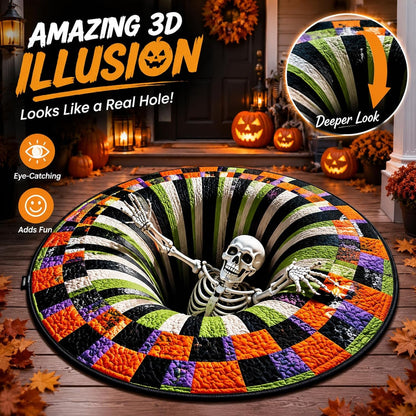 3D Halloween Rugs, 3D Skeleton Vortex Quilted round Halloween Rug, Eco-Friendly Machine Washable, Living Room Decor (Style-A,80Cm/32In)3