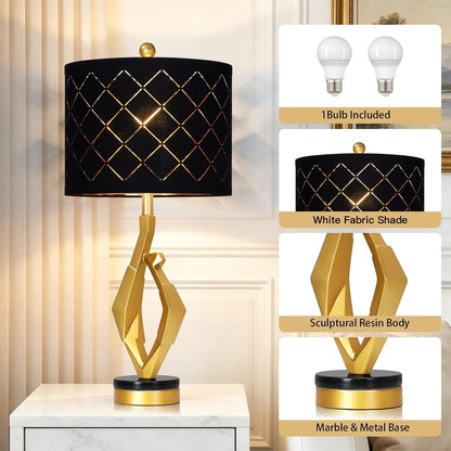 30" Tall Black and Gold Table Lamp for Living Room Bedroom Single3