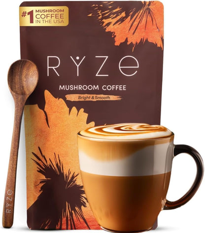 RYZE Organic Mushroom Coffee, Medium Roast, Adaptogenic Blend, 30 Servings | 6 Adaptogenic Mushrooms like Lion'S Mane, Turkey Tail & Cordyceps, Supports Energy, Focus & Immunity, Gluten Free, Vegan1