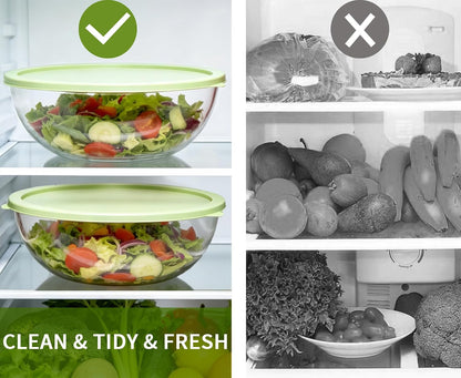 6.5Qt Extra Large Glass Mixing Bowl with Lid Clear Large Salad Bowls with Non-Sealed Silicone Lid Thickened Salad Cooking Bowls for Kitchen Baking Meal Prepping Bread Sourdough and Storage8