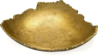 12” Decorative Antique Golden Allure Torn Metal Centerpiece Bowl with Sculpted Edges5