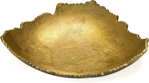 12” Decorative Antique Golden Allure Torn Metal Centerpiece Bowl with Sculpted Edges5