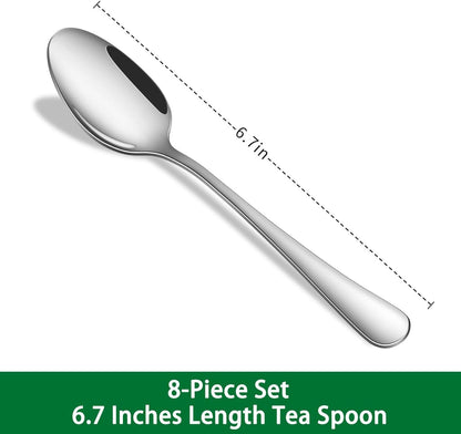 8-Piece 6.7 Inches Stainless Steel Tea Spoon,Durable Dishwasher Safe Teaspoons,Silverware Dessert Spoons for Kitchen,Small Spoons for Restaurant,Hotel2