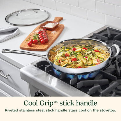 Pureclad™ Pureclad™ Triple-Ply 12" Stainless Steel Skillet with Helper Handle and Cover. PCT22-30HC7