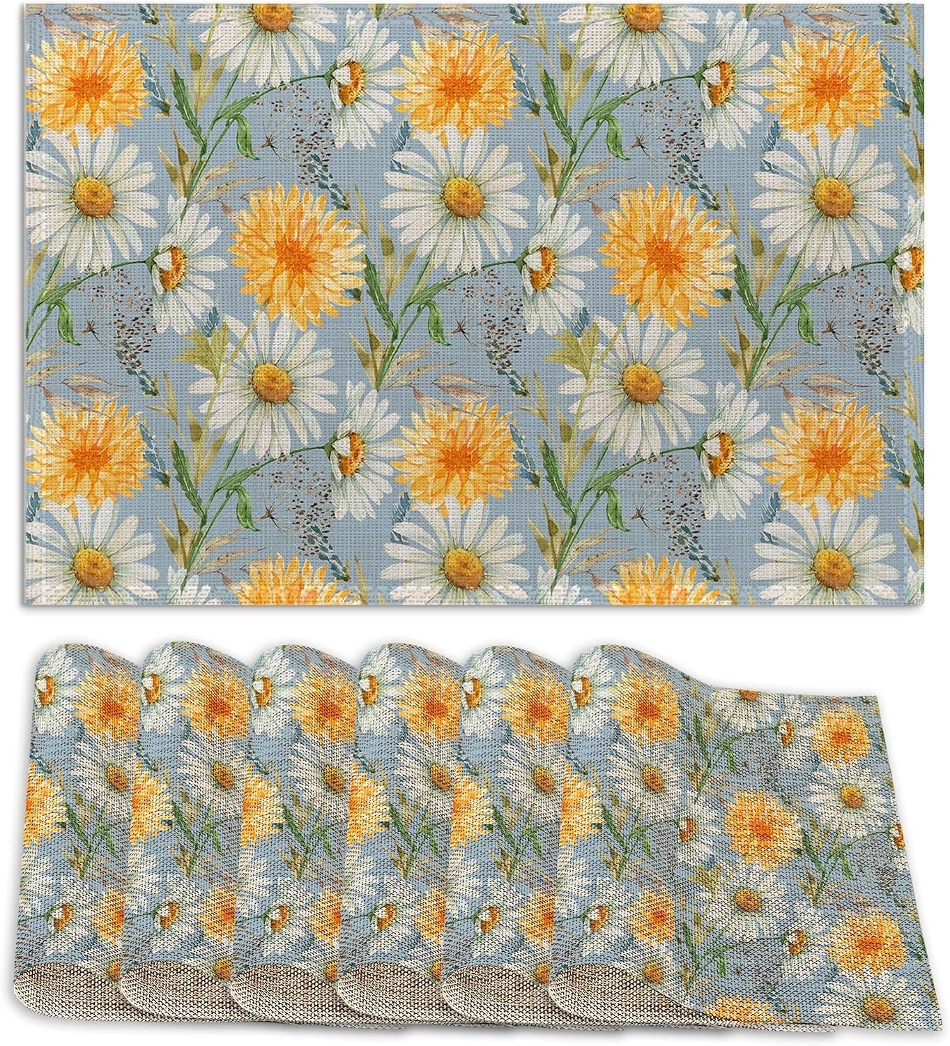 daisy-placemats-set-of-6-linen-washable-heat-resistant-12x18-inchyellow-and-white-flowers-plantstable-place-mats-for-kitchen-dining-for-home-party-holidays
