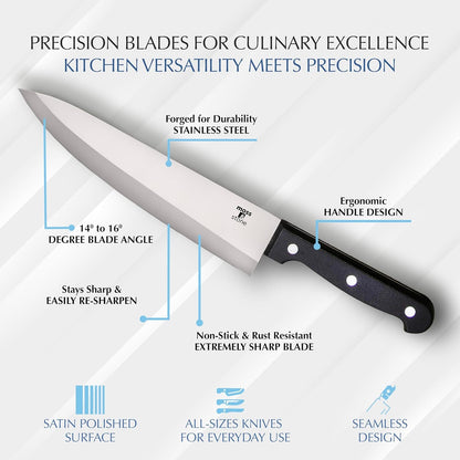 14 Pcs Kitchen Knife Set with Block, Stainless Steel | Premium Forged Kitchen Knives with High-Carbon Sharp Blades, Ergonomic Handle, Rust-Resistant Knife Block Set for Home & Chef3
