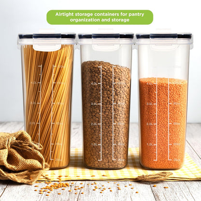 Cereal Containers Storage Set with Lids, 4 Pack, 4L, Clear3