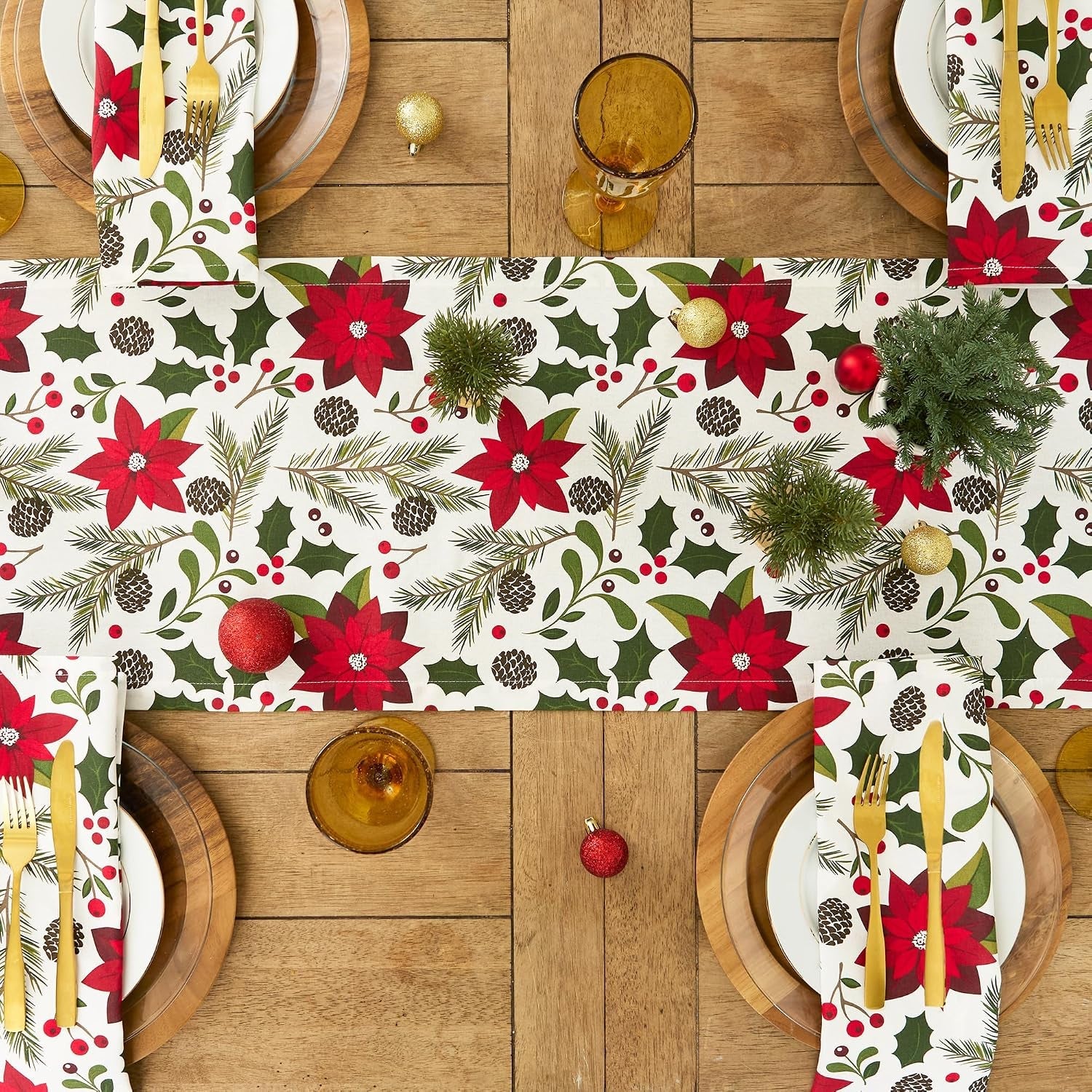 woodland-holly-christmas-holiday-kitchen-table-decor-table-runner-14x72-poinsettia-christmas-greenery