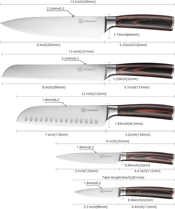 Kitchen Knife Set of 5, Professional Razor Sharp Chef Knife Set2