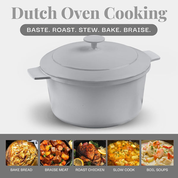 5 Qt Dutch Oven Pot with Lid, Ceramic Nonstick, Gray | Lightweight, Non Toxic PFOA/PFOS/PTFE Free, Self Basting Lid, Induction Compatible, Dishwasher and Oven Safe7