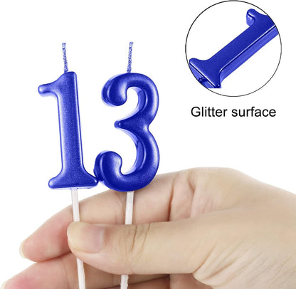 13 Birthday Candle Numeral Candles Blue Cake Topper6