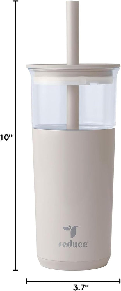 Aspen - 20Oz Vacuum Insulated Glass Tumbler - Extra Wide Straw & Lid | Keeps Drinks Cold for 12 Hours, Ideal for Iced Coffee, Smoothies & Boba, Dishwasher Safe, Soft Base8