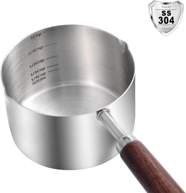 Dog Food Scoop, 1 Cup, 304 Stainless Steel Pet Food Scoop Measuring Cup with Wooden Handle (1 Cup)2
