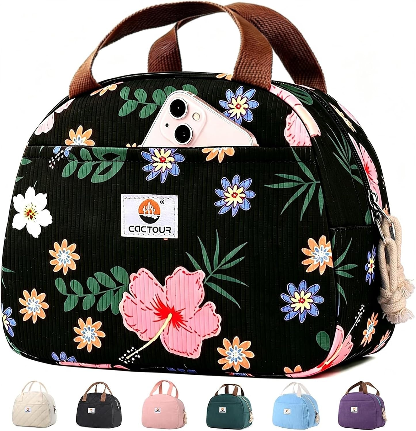 lunch-box-for-women-girls-teens-cute-lunch-box-cooler-bag-portable-insulated-small-lunch-bag-women-reusable-corduroy-lunch-tote-for-work-travel-picnic-school-flower